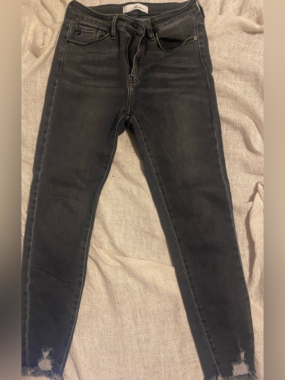 KanCan Black Skinny Jeans with Distressed Ankles